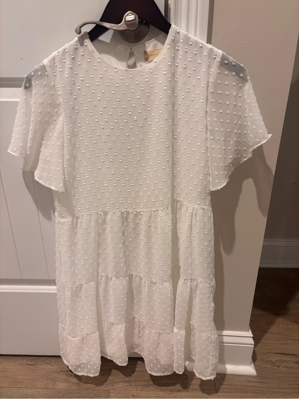 Altard State White Swiss Dot Tiered Dress